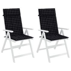 Vidaxl Podušky na židli s vysokým opěradlem 4 ks černé kárované oxford