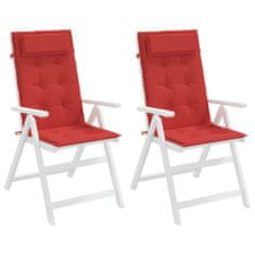 Vidaxl Podušky na židli s vysokým opěradlem 2 ks červené látka oxford