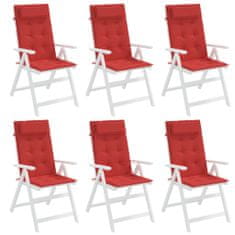 Vidaxl Podušky na židli s vysokým opěradlem 6 ks červené látka oxford