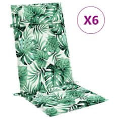 Vidaxl Podušky na židli s vysokým opěradlem 6 ks vzor listů oxford