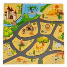 EcoToys Pěnová podložka Puzzle safari 93x93 cm barevná