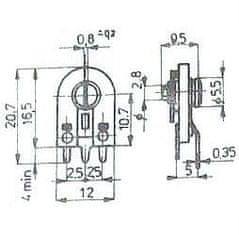 HADEX 680k - TP011, trimr cermetový stojatý RM5x5mm