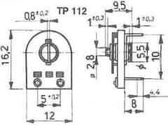 HADEX 1k5 - TP112, trimr uhlíkový keramický ležatý RM5x10mm