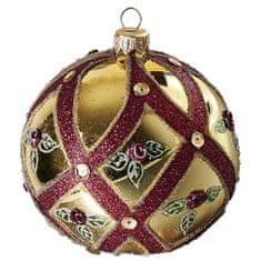 Decor By Glassor Vánoční koule zlatá rudý dekor (Velikost: 8)