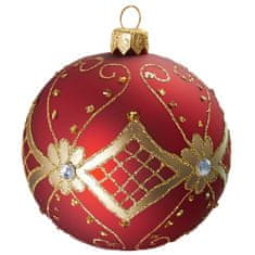 Decor By Glassor Vánoční koule červená zlatý dekor (Velikost: 6)