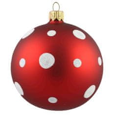 Decor By Glassor Vánoční koule červená puntík (Velikost: 6)
