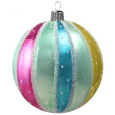 Decor By Glassor Vánoční ozdoba tyrkysová s barevnými proužky