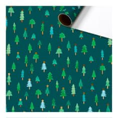 Decor By Glassor Balicí papír zelený s vánočními stromečky