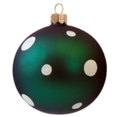 Decor By Glassor Vánoční skleněná koule zelená puntík (Velikost: 6)