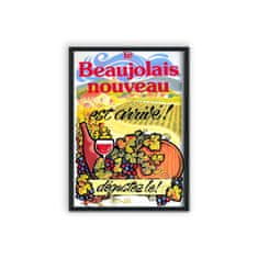 Vintage Posteria Retro plakát Víno plakát Nový Beaujolais Nouveau A4 - 21x29,7 cm