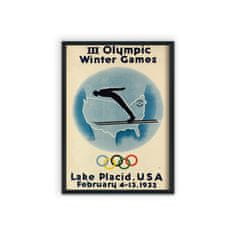 Vintage Posteria Plakát na zeď Zimní olympijské hry jezero placid Ne A4 - 21x29,7 cm