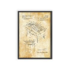 Vintage Posteria Retro plakát Tabulka pro stolní fotbal patent Patterson USA A4 - 21x29,7 cm