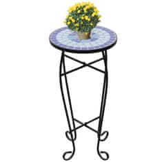 Vidaxl Mozaikový stolek na květiny modrý a bílý