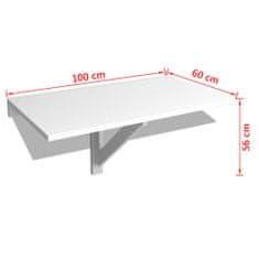 Vidaxl Sklápěcí nástěnný stolek bílý 100 x 60 cm