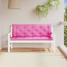 Vidaxl Podušky na zahradní lavici 2 ks růžové 150 x 50 x 7 cm textil