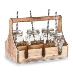 Zeller Skříňka na sklenice na nápoje 6 x skelnice se slámkou, dřevěná