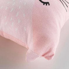 Douceur D'Interieur Dekorační polštář s motivem kočky, 40 x 40 cm, růžový