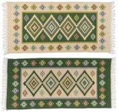 Multi Decor Plochý tkaný koberec se střapci Kilim zelený 120x60 cm