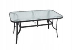PSB Kovový skleněný zahradní stůl černý 150x90cm
