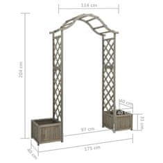 Vidaxl Zahradní pergola s truhlíky šedá masivní jedle