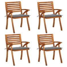 Vidaxl Zahradní židle s poduškami 4 ks masivní akáciové dřevo