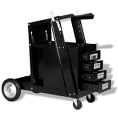 Vidaxl Svářečský vozík se 4 zásuvkami, černá