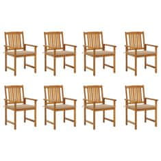 Vidaxl Zahradní židle s poduškami 8 ks masivní akáciové dřevo