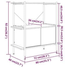 Vidaxl 3 patrový policový regál se skříňkou 80x40x92cm ocel a kompozit