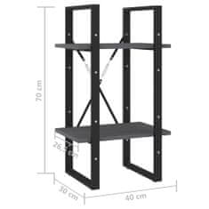 Vidaxl Knihovna se 2 policemi šedá 40 x 30 x 70 cm masivní borovice