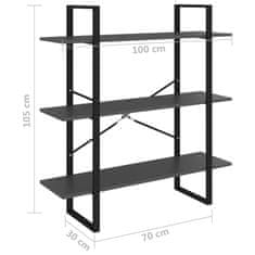 Vidaxl Knihovna šedá 100 x 30 x 105 cm kompozitní dřevo