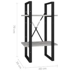 Vidaxl Knihovna se 2 policemi betonově šedá 40 x 30 x 70 cm kompozit