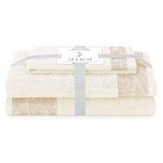 AmeliaHome Sada 3 ks ručníků ALLIUM klasický styl krémová, velikost 30x50+50x90+70x130