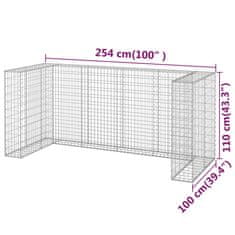 Vidaxl Gabionová zástěna pro popelnice pozinkovaná ocel 254x100x110 cm