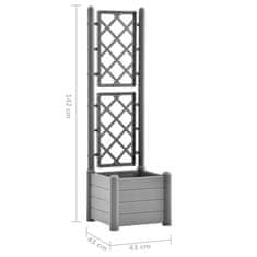 Vidaxl Zahradní truhlík s treláží 43 x 43 x 142 cm PP kamenný šedý