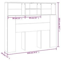 Vidaxl Čelo postele s úložným prostorem betonově šedé 120x19x103,5 cm