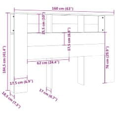 Vidaxl Čelo postele s úložným prostorem bílé 160 x 18,5 x 104,5 cm