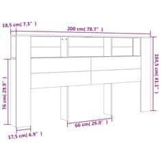 Vidaxl Čelo postele s úložným prostorem bílé 200 x 18,5 x 104,5 cm