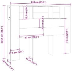 Vidaxl Čelo postele s úložným prostorem bílé 140 x 18,5 x 104,5 cm