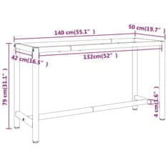 Vidaxl Rám pracovního stolu matně černý a červený 140 x 50 x 79 cm kov