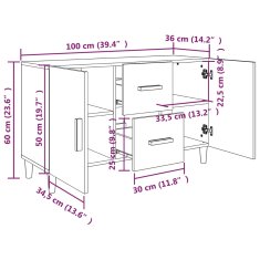 Vidaxl Příborník dub sonoma 100 x 36 x 60 cm kompozitní dřevo