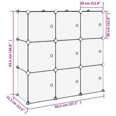 Vidaxl Úložný organizér s 9 kostkami s dvířky černý PP