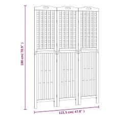 Vidaxl 3dílný paraván 121,5 x 2 x 180 cm masivní akáciové dřevo