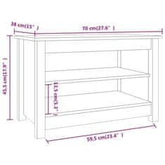 Vidaxl Lavice s botníkem bílá 70 x 38 x 45,5 cm masivní borovice