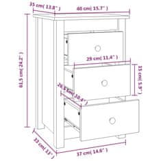 Vidaxl Noční stolky 2 ks medově hnědé 40x35x61,5 cm masivní borovice