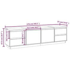 Vidaxl TV skříňka černá 176x37x47,5 cm masivní borové dřevo