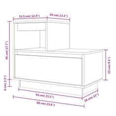 Vidaxl Noční stolky 2 ks šedé 60 x 34 x 51 cm masivní borové dřevo