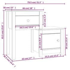 Vidaxl Noční stolek 79,5 x 38 x 65,5 cm masivní borové dřevo