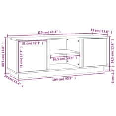 Vidaxl TV skříňka černá 110x35x40,5 cm masivní borové dřevo