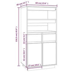 Vidaxl Skříň highboard medově hnědá 60x40x116,5 cm masivní borovice