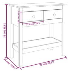 Vidaxl Konzolový stolek bílý 75 x 35 x 75 cm masivní borové dřevo